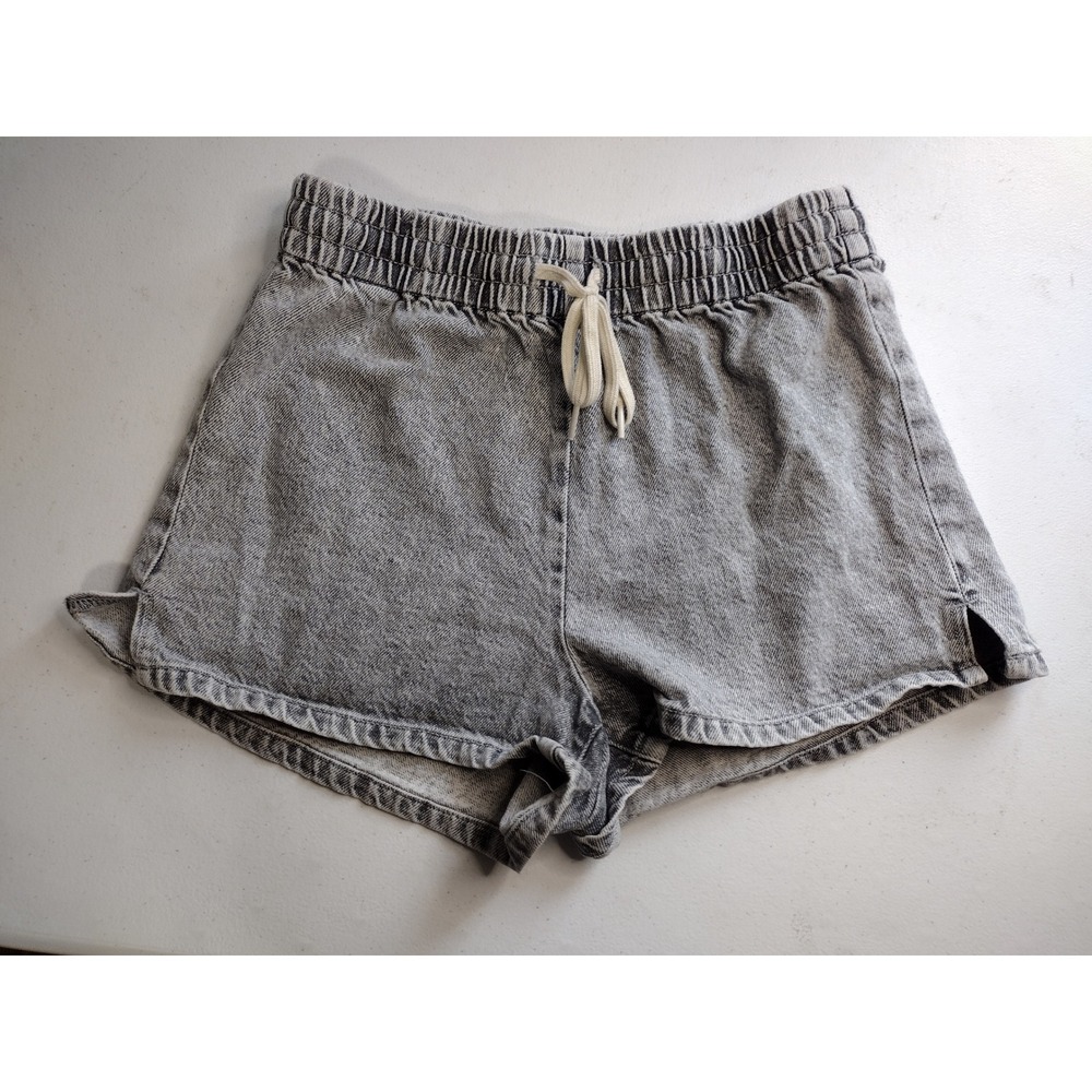 PacSun Womens Grey Acid Wash Cotton Drawstring Elastic Waist Denim‎ Shorts S